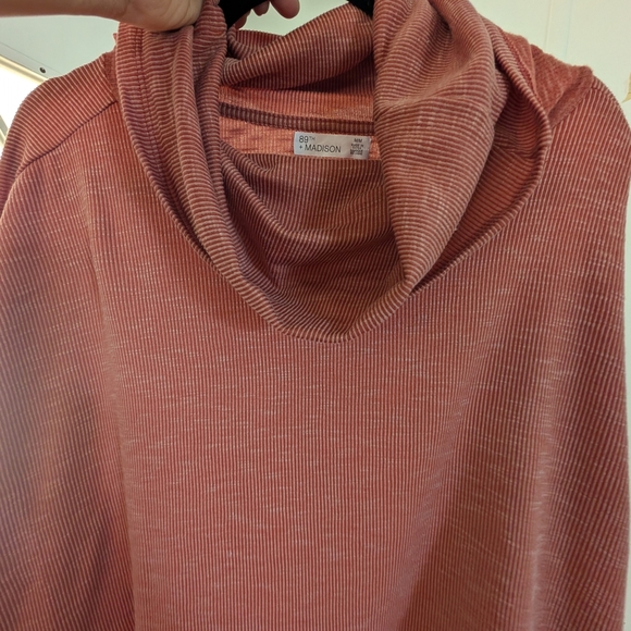 Madison Dusty Orange Cowl Neck Sweater Oversized Knit - Picture 7 of 7